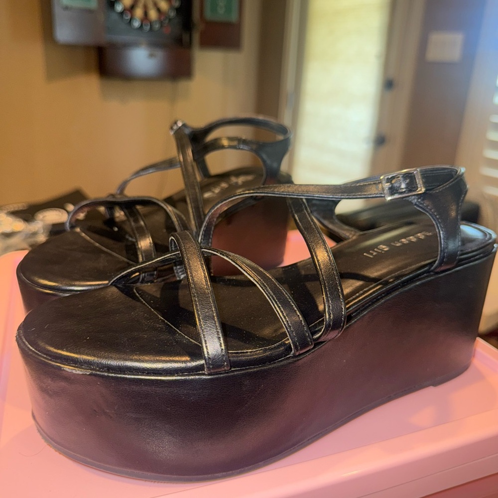 Madden Girl Black Platform Wedges